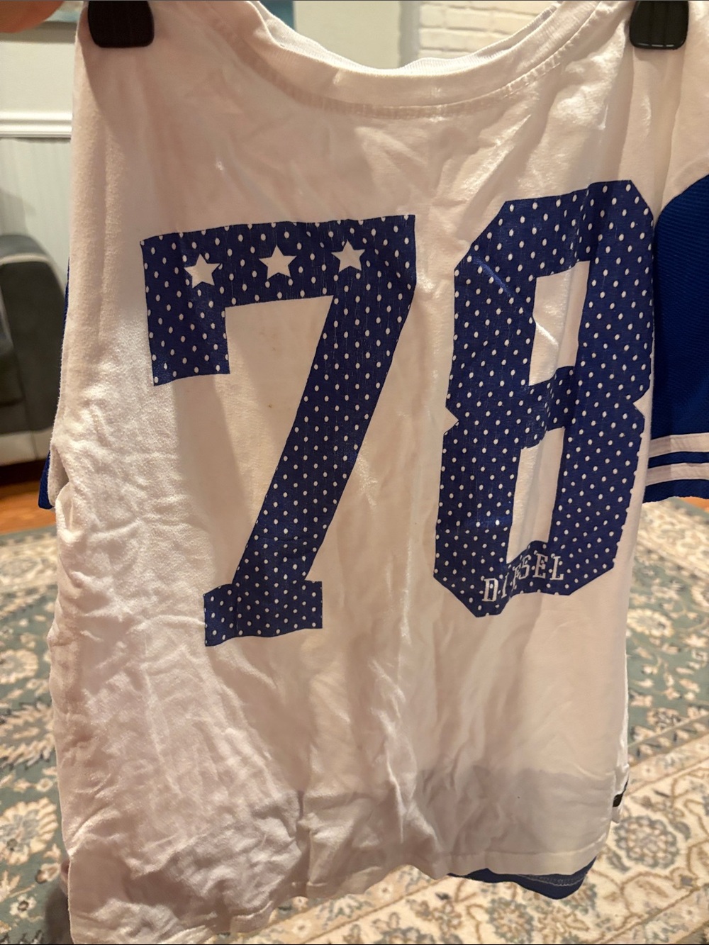 Diesel White Tee with Royal Blue '78' Graphic